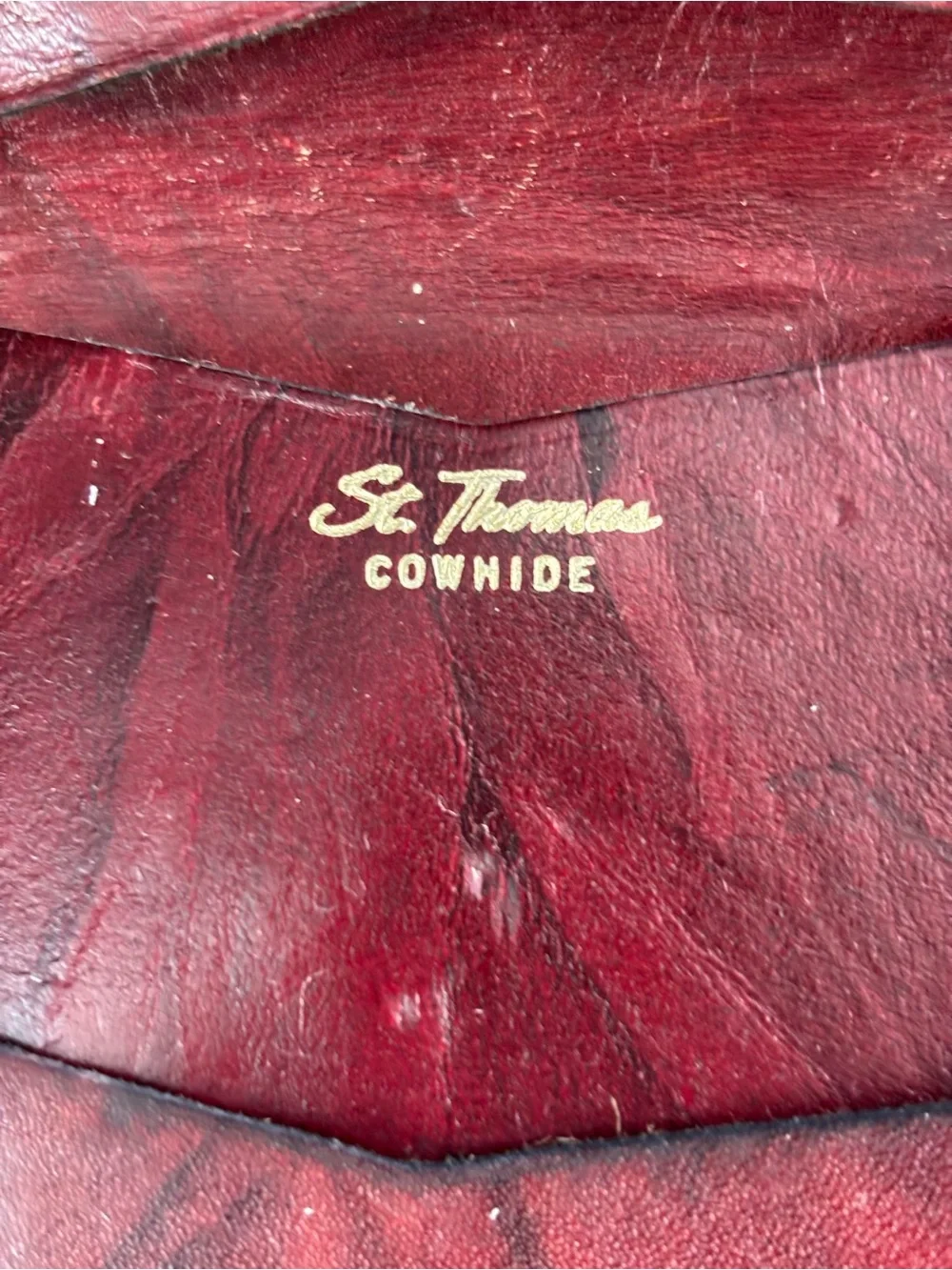 Vintage Men's Cowhide Leather Bifold Wallet - Red
